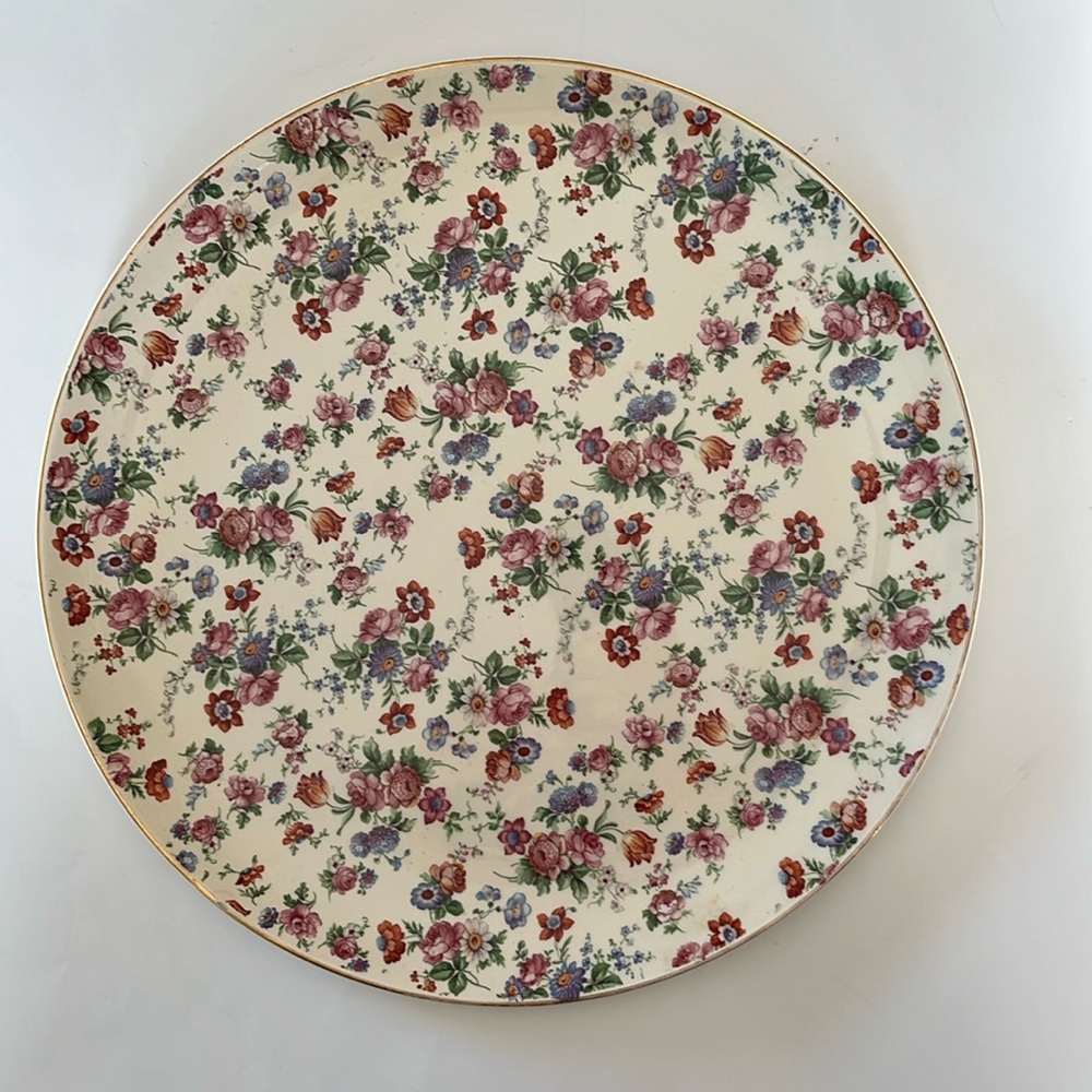 Vintage antique Germany Erphila Dorset Cherry Chintz 12”plate marked rise floral